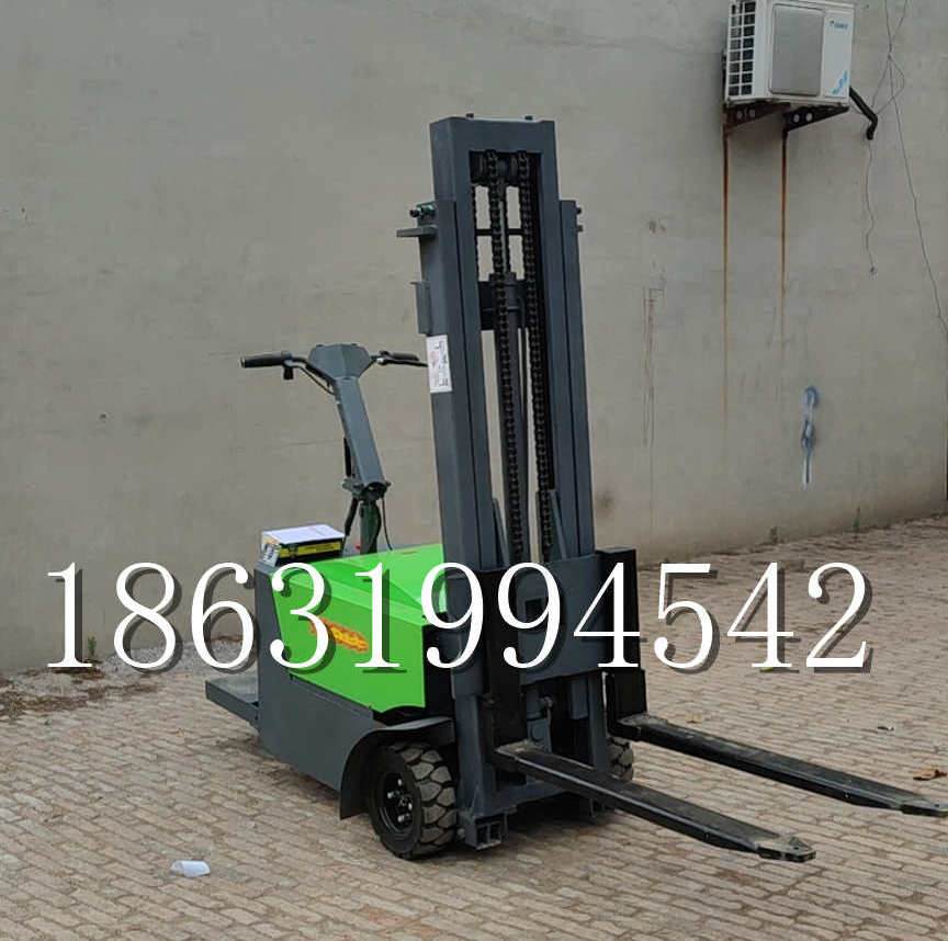 浏阳市优程全电动叉车插腿式堆高车液压装卸车1.5吨升高小型站驾式铲车